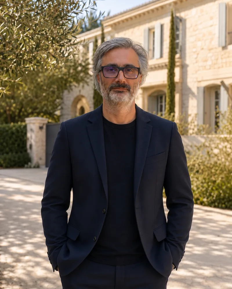 Serge Ettore, architecte DPLG et fondateur de Reservoir Architecture, devant une bastide en Provence